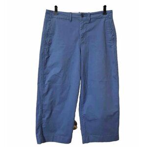 Polo Ralph Lauren Pants Blue Cotton Twill Wide Leg High Waist Crop Womens 10
